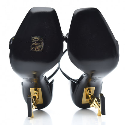 Saint Laurent Patent Calfskin Opyum 110 Sandals 38 Black Gold 5 of 8