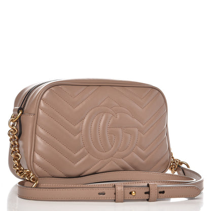 Gucci Calfskin Matelasse Small GG Marmont Chain Shoulder Bag Taupe 3 of 8
