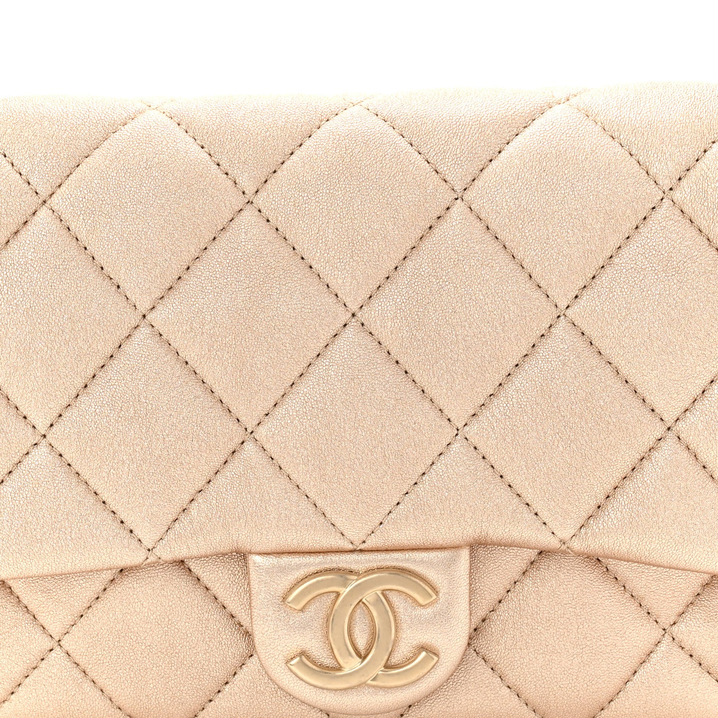 Metallic Lambskin Quilted Small CC Funky Town Chain Flap Gold