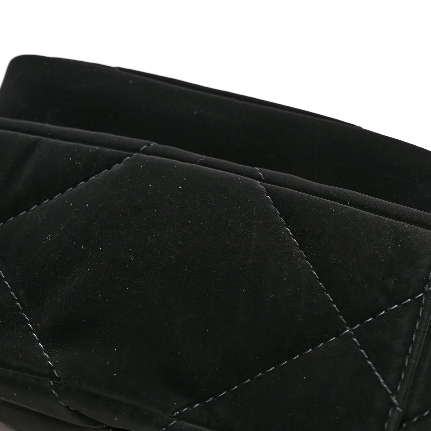 Velvet Effect Nylon Shiny Crumpled Calfskin Mini Quilted Chanel 25 Clutch With Chain Black