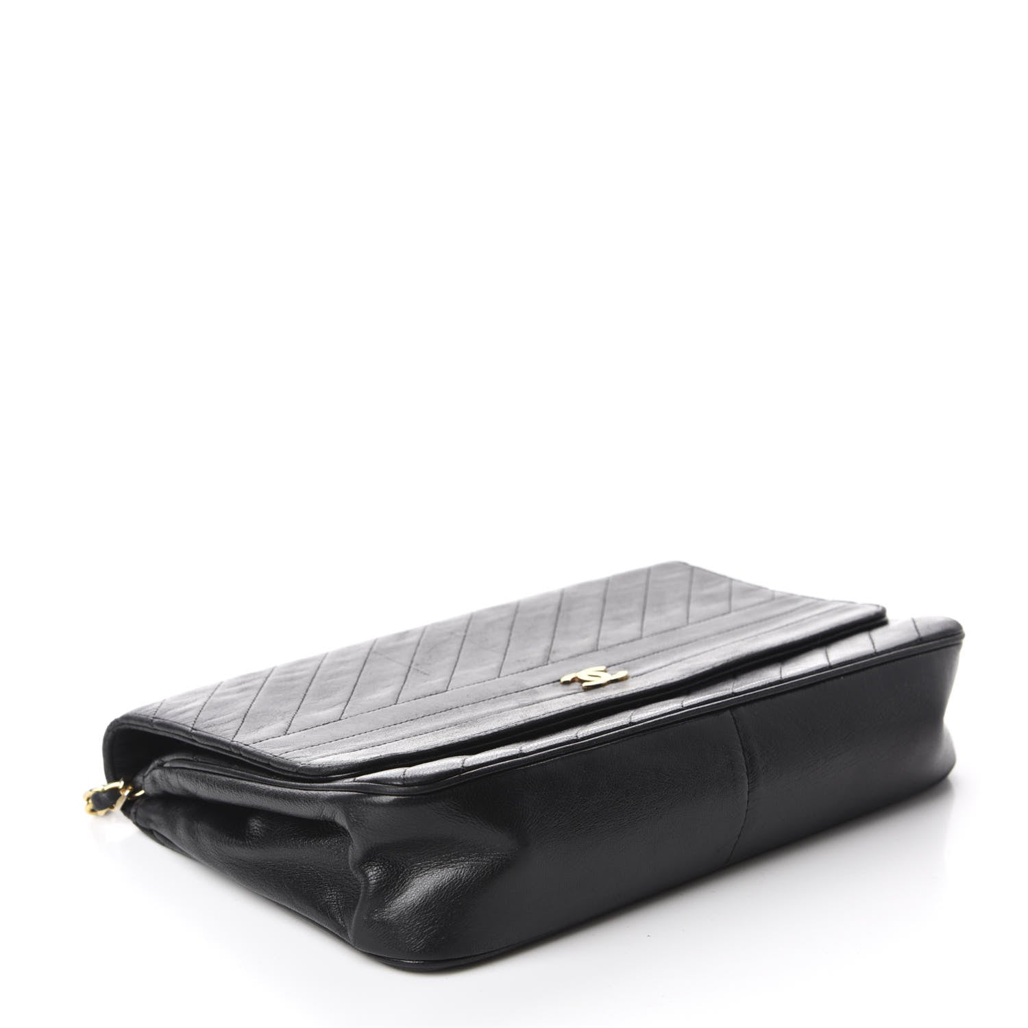 Chanel Lambskin Diagonal Quilted Small Single Flap Black 4 of 11