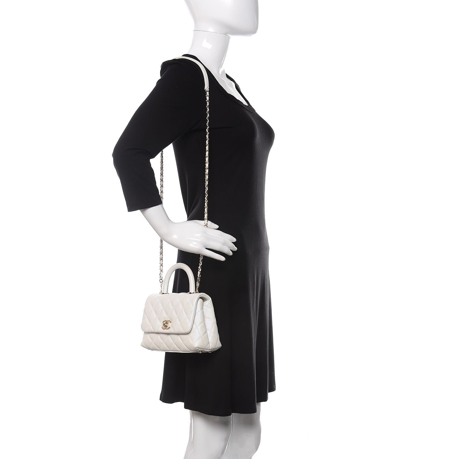 Chanel Iridescent Caviar Quilted Extra Mini Coco Handle Flap Ivory 2 of 11