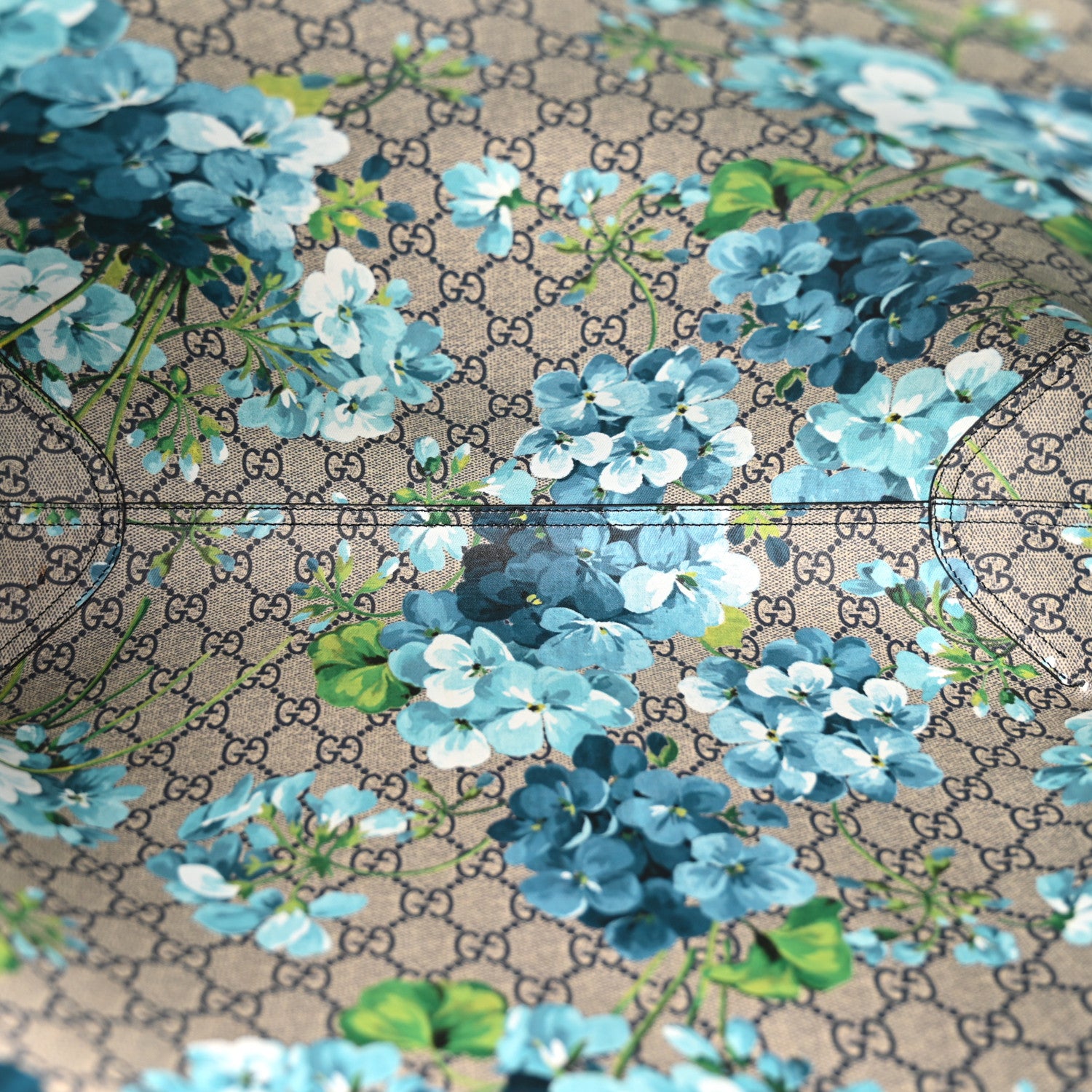 Gucci GG Supreme Monogram Blooms Medium Reversible Tote Beige Blue Navy 9 of 16