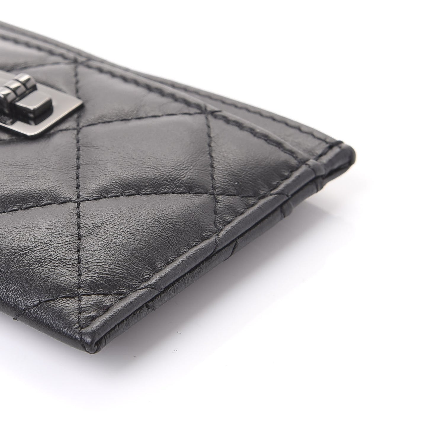 Aged Calfskin Quilted Reissue Card Holder So Black