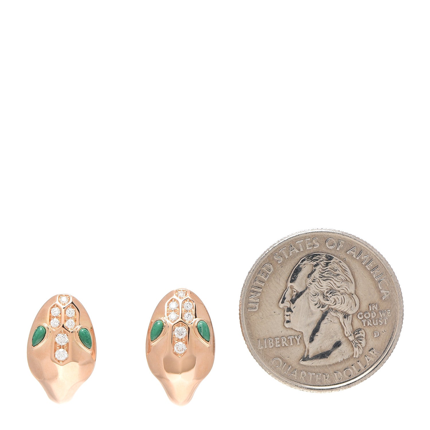 Bulgari 18K Rose Gold Diamond Malachite Serpenti Seduttori Earrings 2 of 4