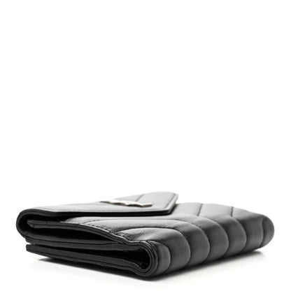 Saint Laurent Lambskin Y Quilted Monogram Compact Loulou Wallet Black 4 of 8