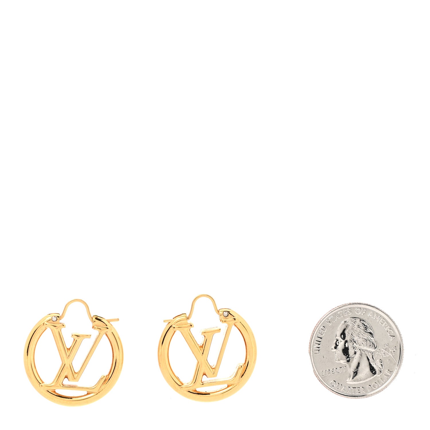 Louis Vuitton Metal Small Louise Hoop Earrings Gold 2 of 5