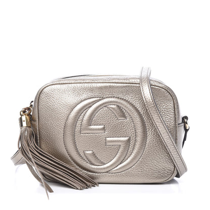 Gucci Metallic Pebbled Calfskin Small Soho Disco Bag Golden Beige 1 of 12