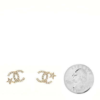 Chanel Crystal CC Starfall Earrings Gold 2 of 4