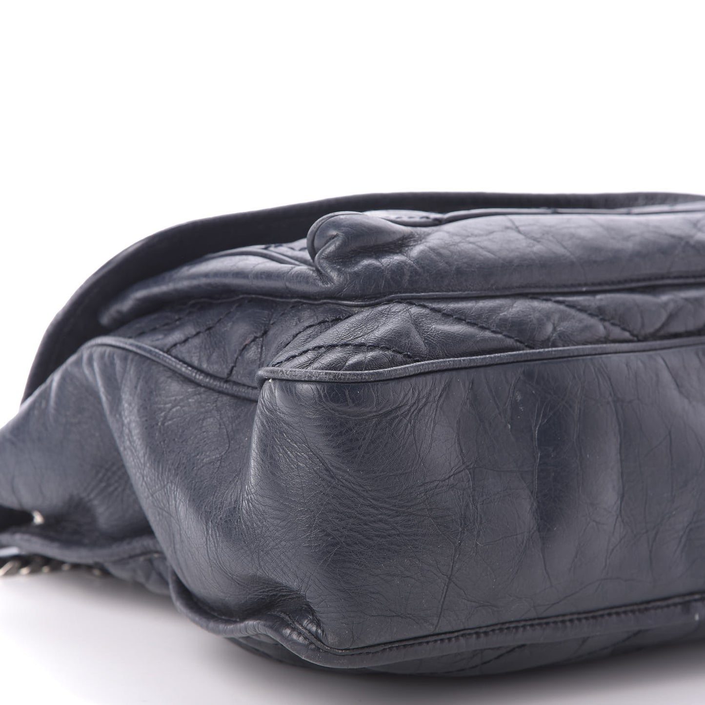 Crinkled Calfskin Matelasse Monogram Large Niki Chain Satchel Deep Marine