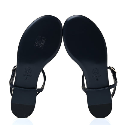 Chanel Lambskin Crystal CC Thong Sandals 38 Navy Blue 8 of 8