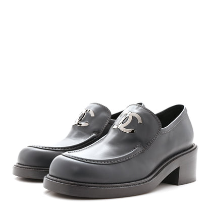 Chanel Calfskin CC Platform Loafers 38 Grey 3 of 8