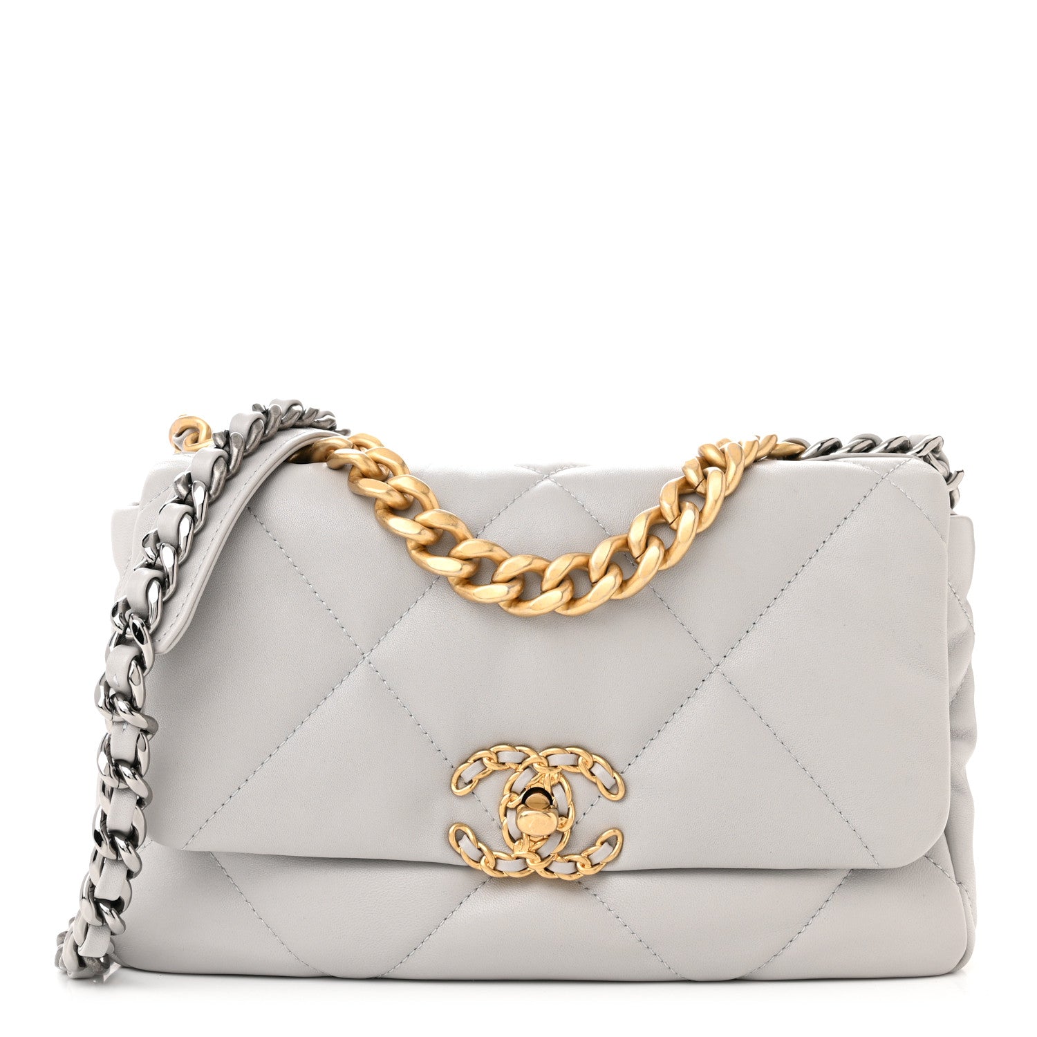 Chanel Lambskin Quilted Medium Chanel 19 Flap Grey 1 of 11