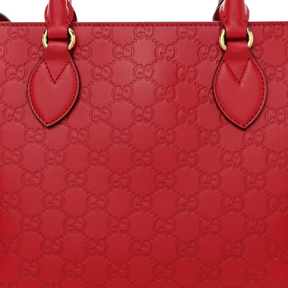 Gucci Guccissima Small Zippered Bucket Tote Hibiscus Red 8 of 10