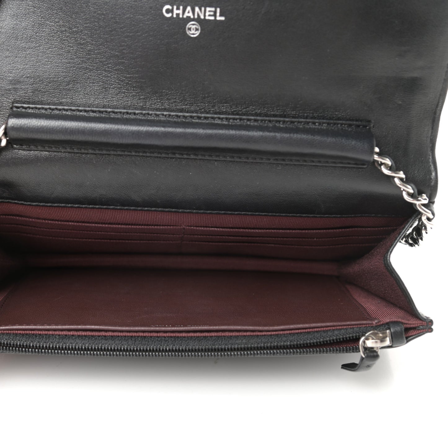 Lambskin Quilted Wallet On Chain WOC Black