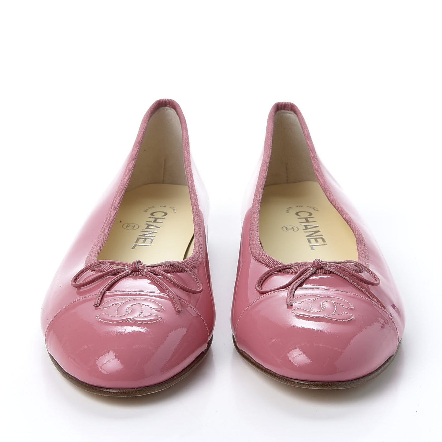 Patent CC Cap Toe Ballerina Flats 40 Light Pink