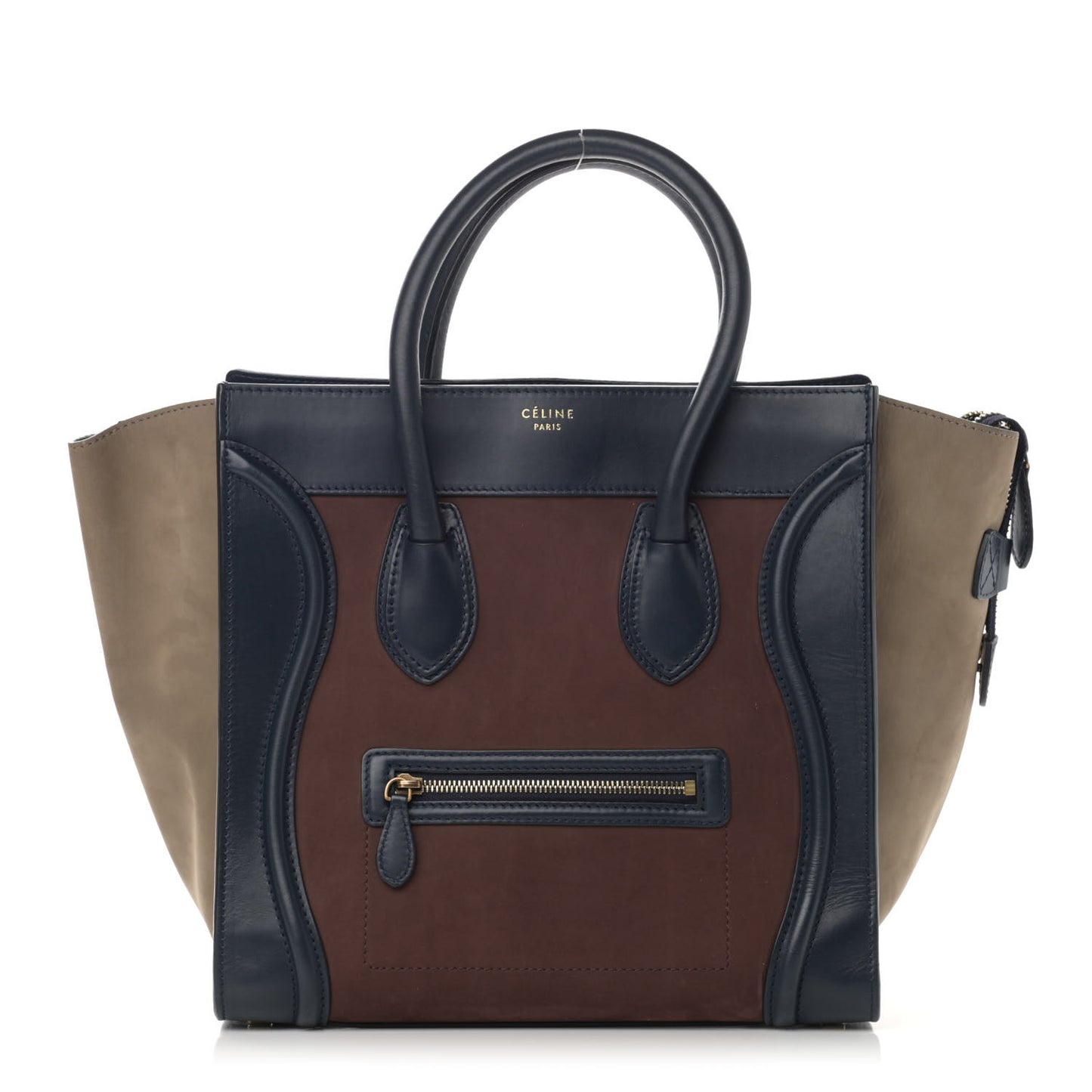 Nubuck Smooth Calfskin Mini Tri-Color Luggage Marron