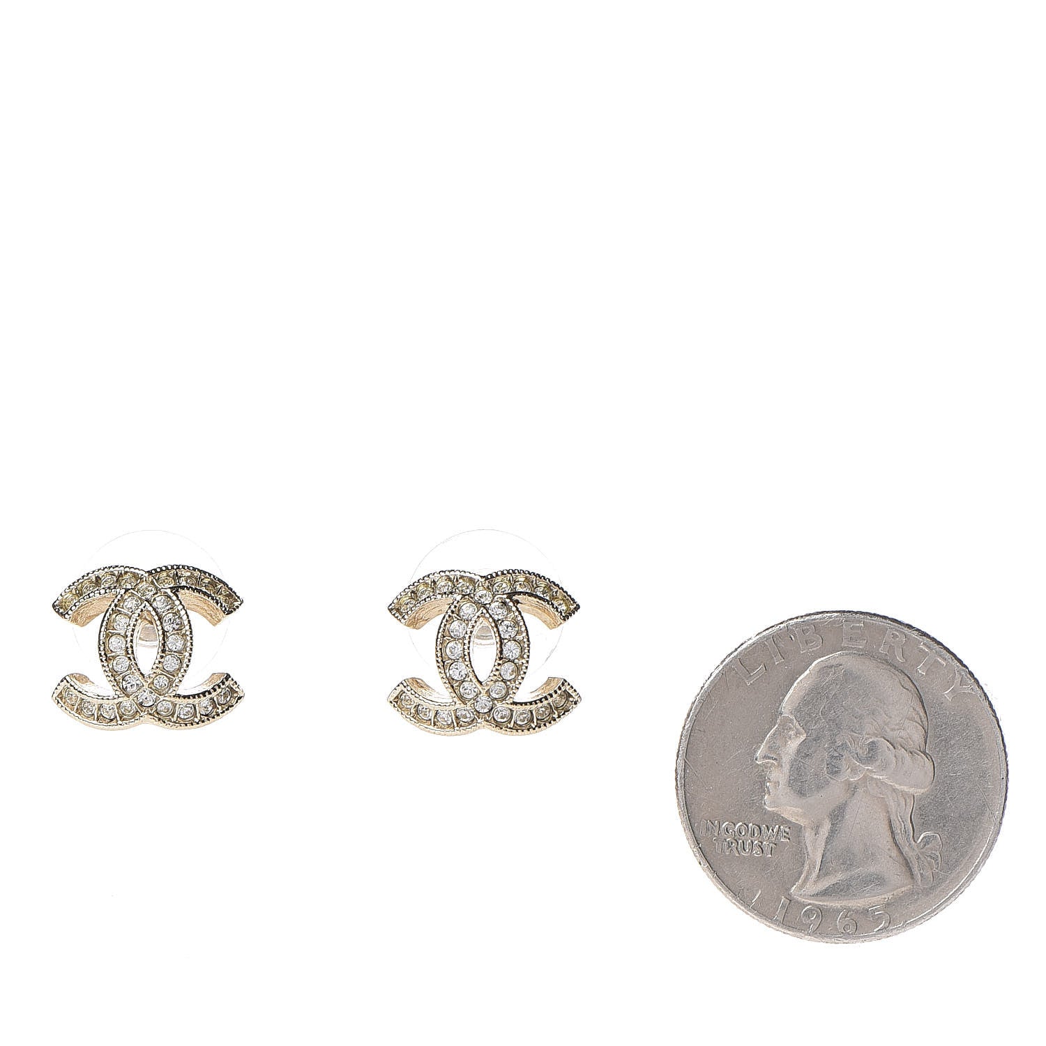 Chanel Crystal CC Earrings Light Gold 2 of 5