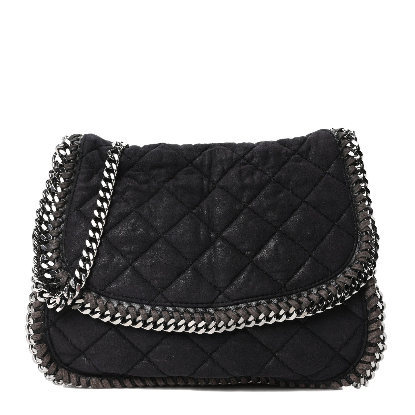 Shaggy Deer Quilted Falabella Shoulder Bag Black