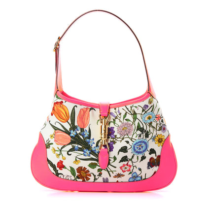 Gucci Canvas Flora Medium Jackie Hobo Fuchsia 1 of 13