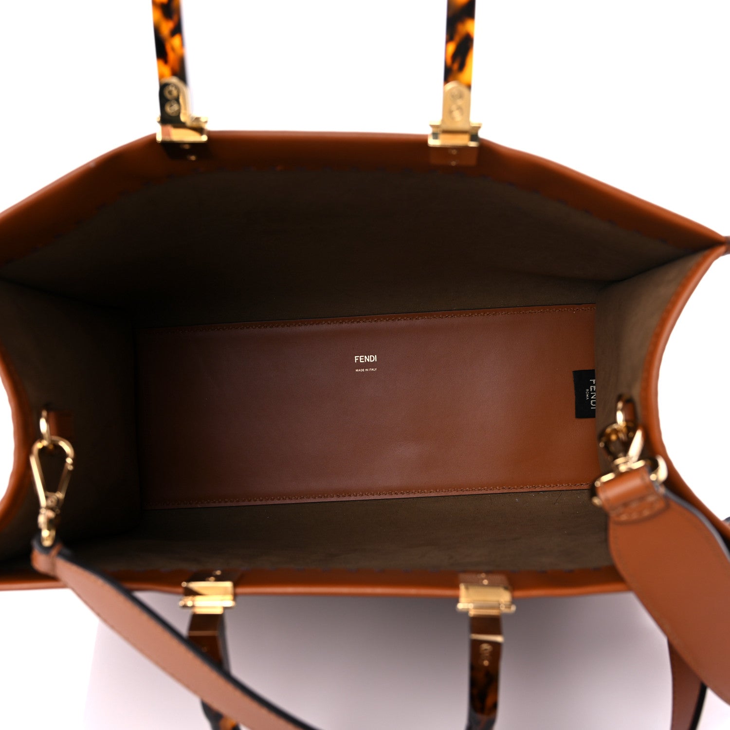 Fendi Vitello King Plexiglass Medium Fendi Sunshine Shopper Tote Cuoio 5 of 17