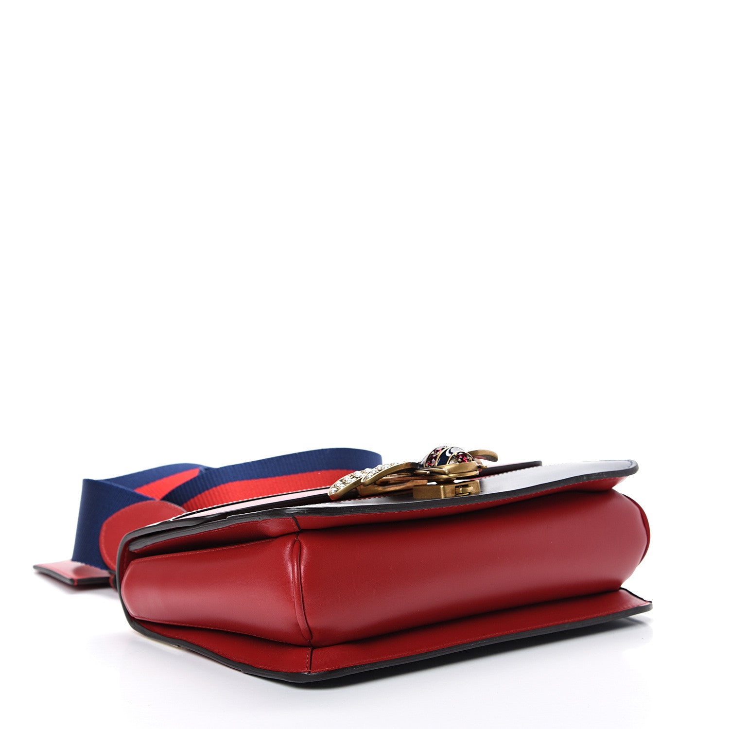 Gucci Calfskin Sylvie Web Queen Margaret Shoulder Bag Blue Agata Hibiscus Red Mystic White 3 of 11