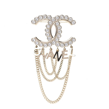 Chanel Metal Crystal Bow-tiful CC Chain Brooch Gold 1 of 5