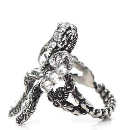 Gucci Metal Crystal Bow Ring 6 Aged Silver 3 of 6