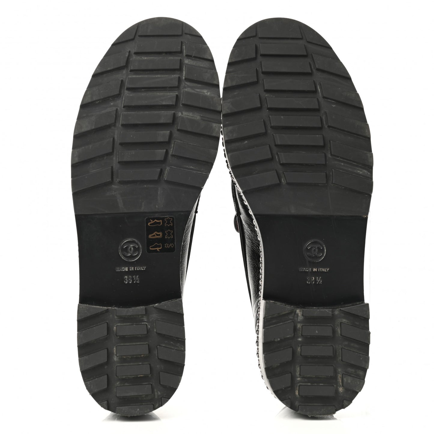 Crinkled Calfskin Velvet CC Chain Mocassin Loafers 38.5 Black