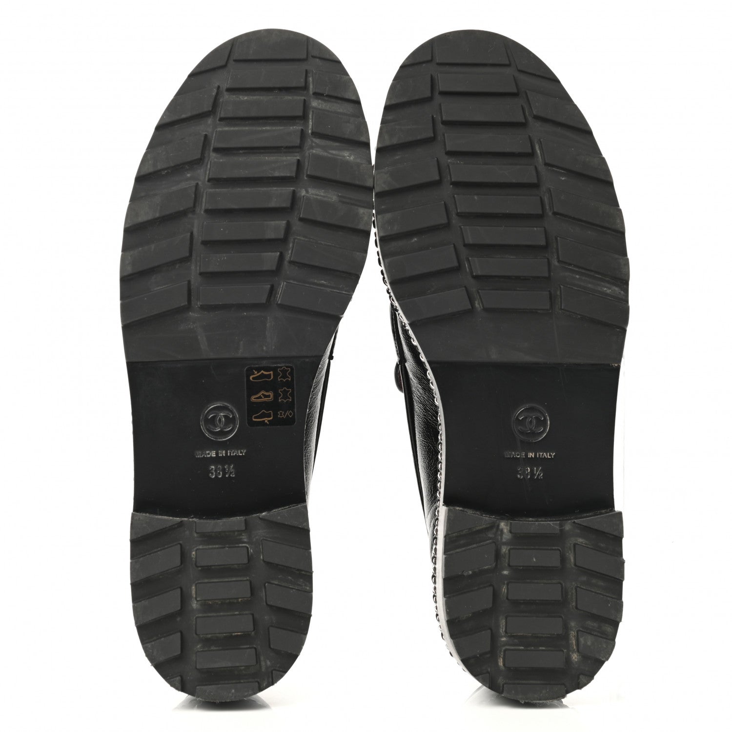 Chanel Crinkled Calfskin Velvet CC Chain Mocassin Loafers 38.5 Black 5 of 10