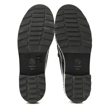 Chanel Crinkled Calfskin Velvet CC Chain Mocassin Loafers 38.5 Black 5 of 10