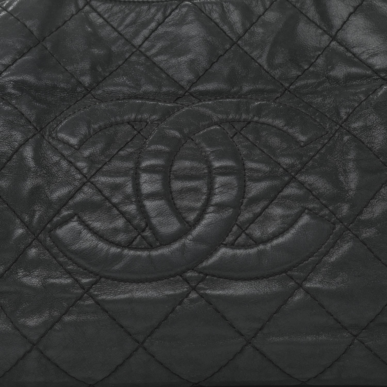 Chanel Iridescent Calfskin Stitched CC Shopping Tote Black 8 of 15