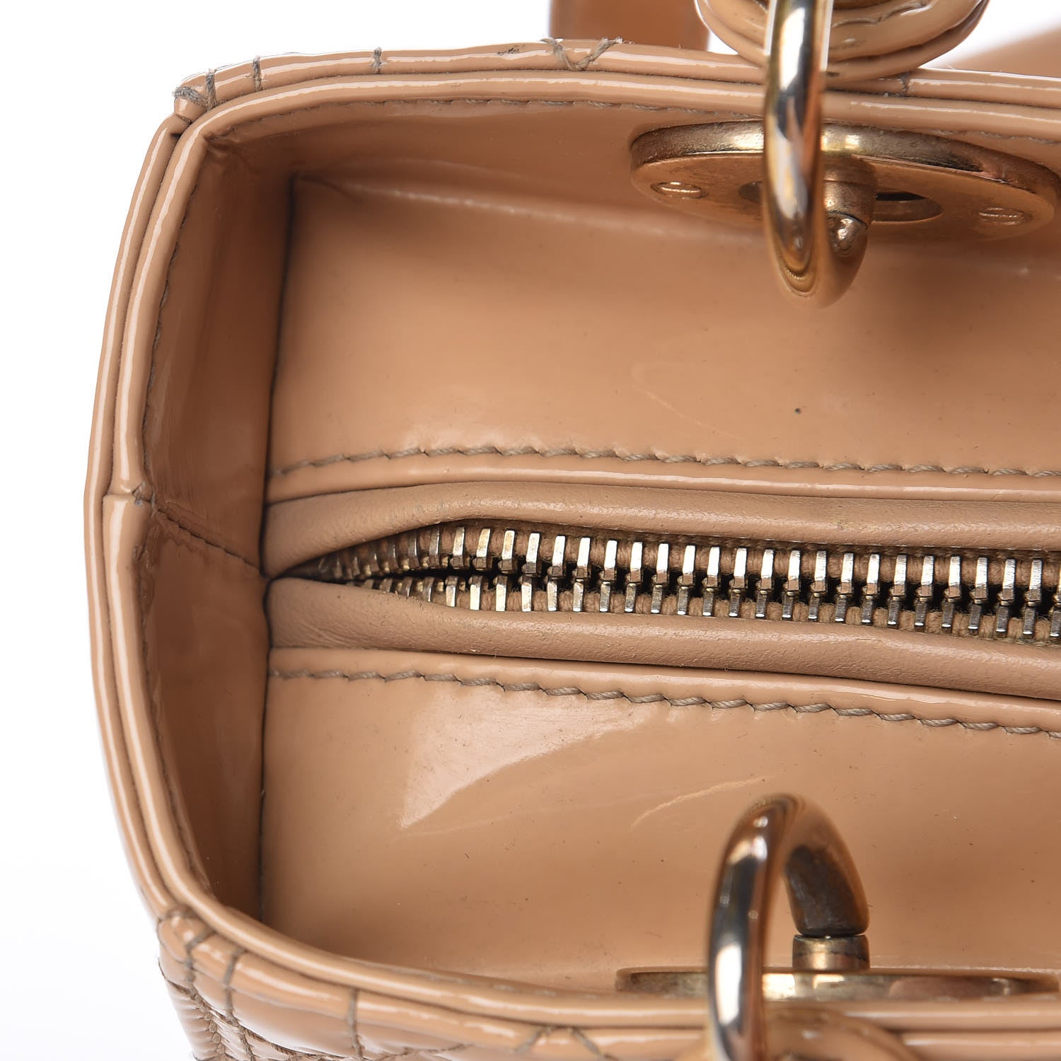 Christian Dior Patent Cannage Medium Lady Dior Beige 21 of 22