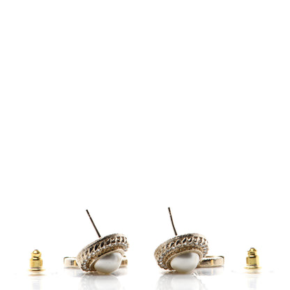 Chanel Crystal Pearl Bow-tiful CC Drop Earrings Gold 3 of 4