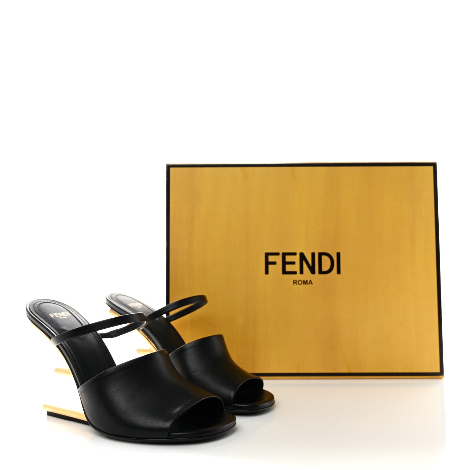 Fendi Calfskin Fendi First 95mm Slide Sandals 38.5 Black 12 of 12