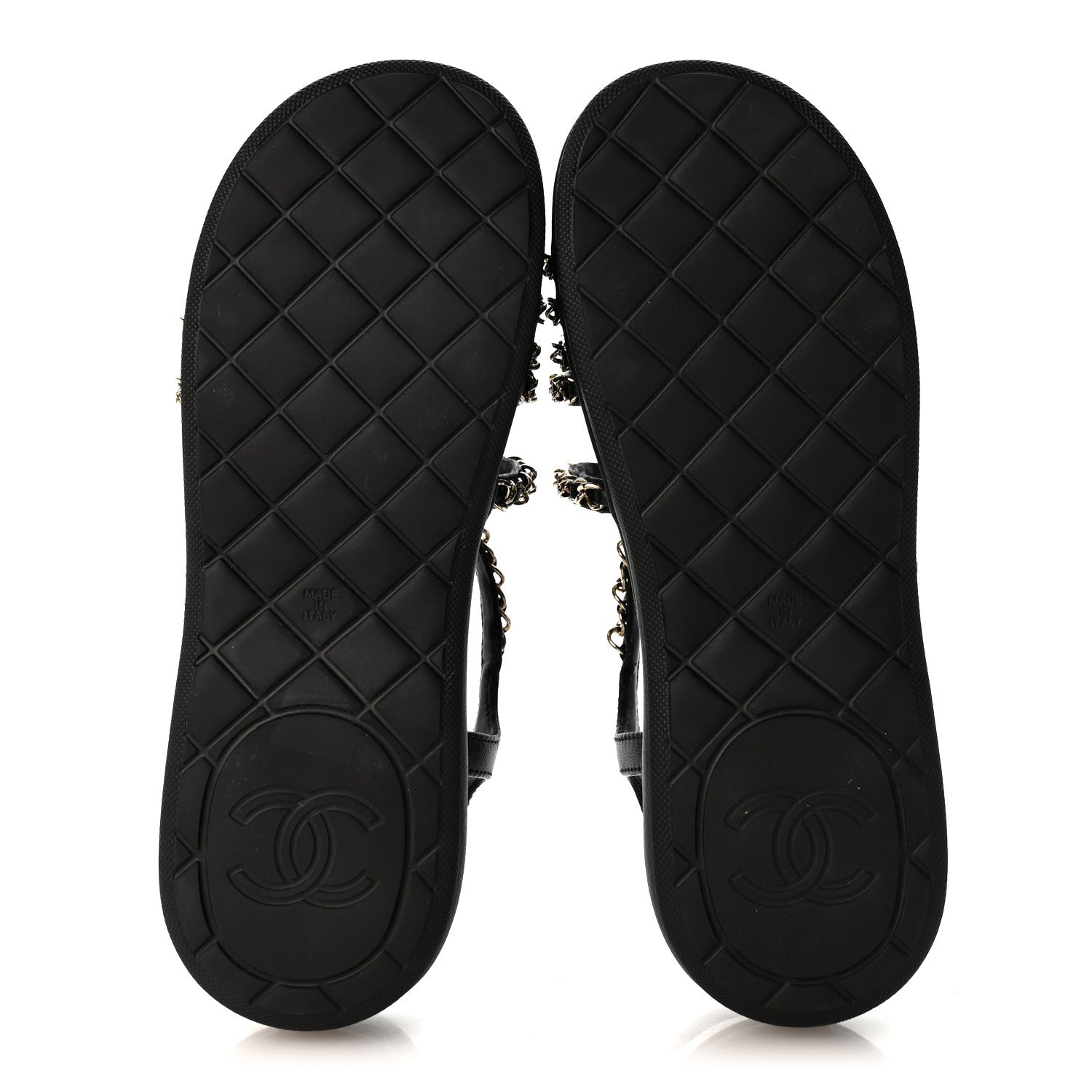 Chanel Lambskin Metal Chain Ankle Strap Sandals 36.5 Black 6 of 12