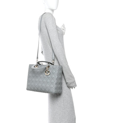 Christian Dior Lambskin Cannage Large Lady Dior Stone Grey 2 of 10
