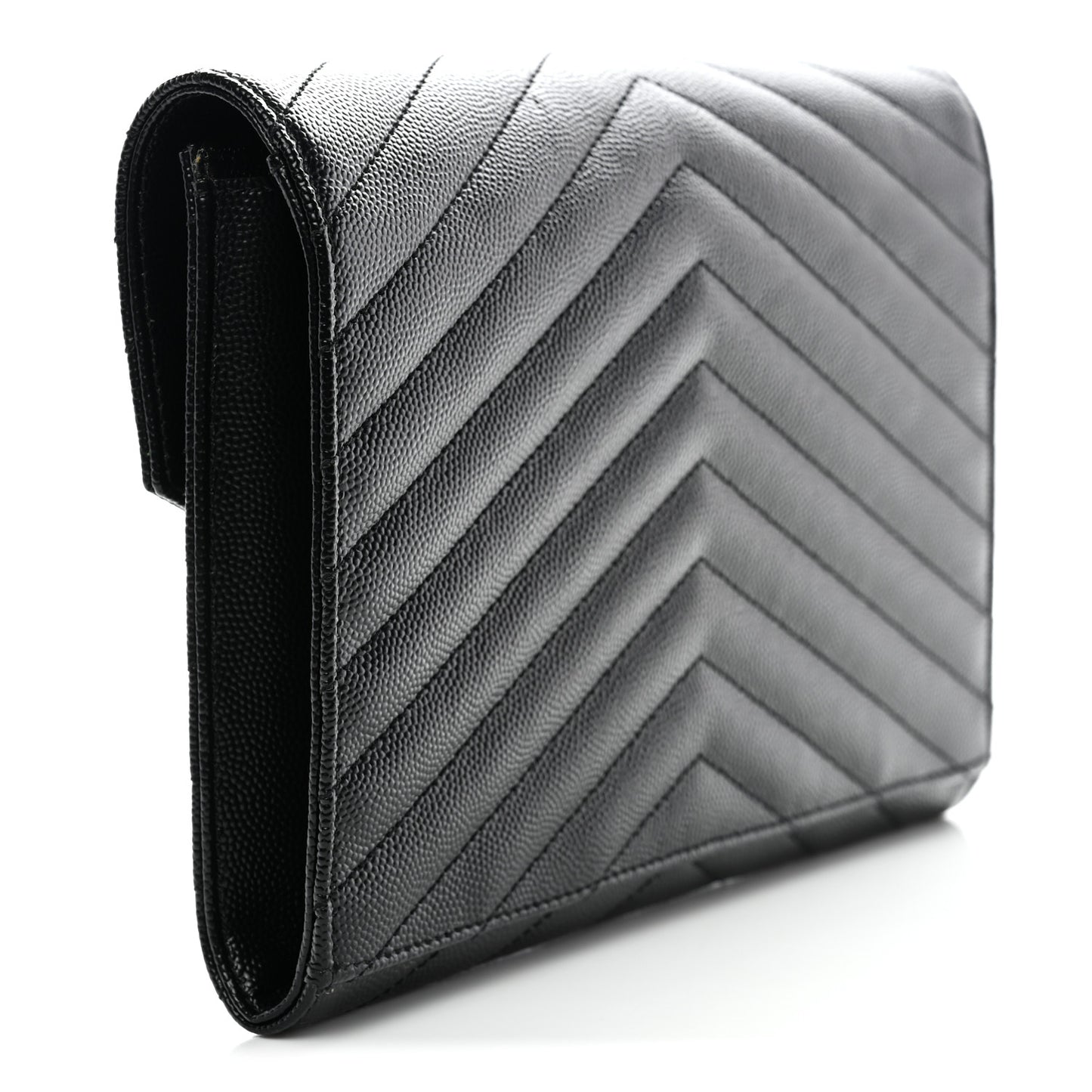 Grain De Poudre Matelasse Chevron Monogram Monochrome Envelope Clutch Black