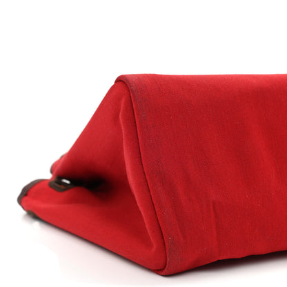 Hermes Toile Vache Calfskin Herbag Cabas PM Orange Red 16 of 19