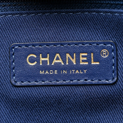 Chanel Woven Straw Raffia Striped Medium Deauville Tote Navy Blue 6 of 14