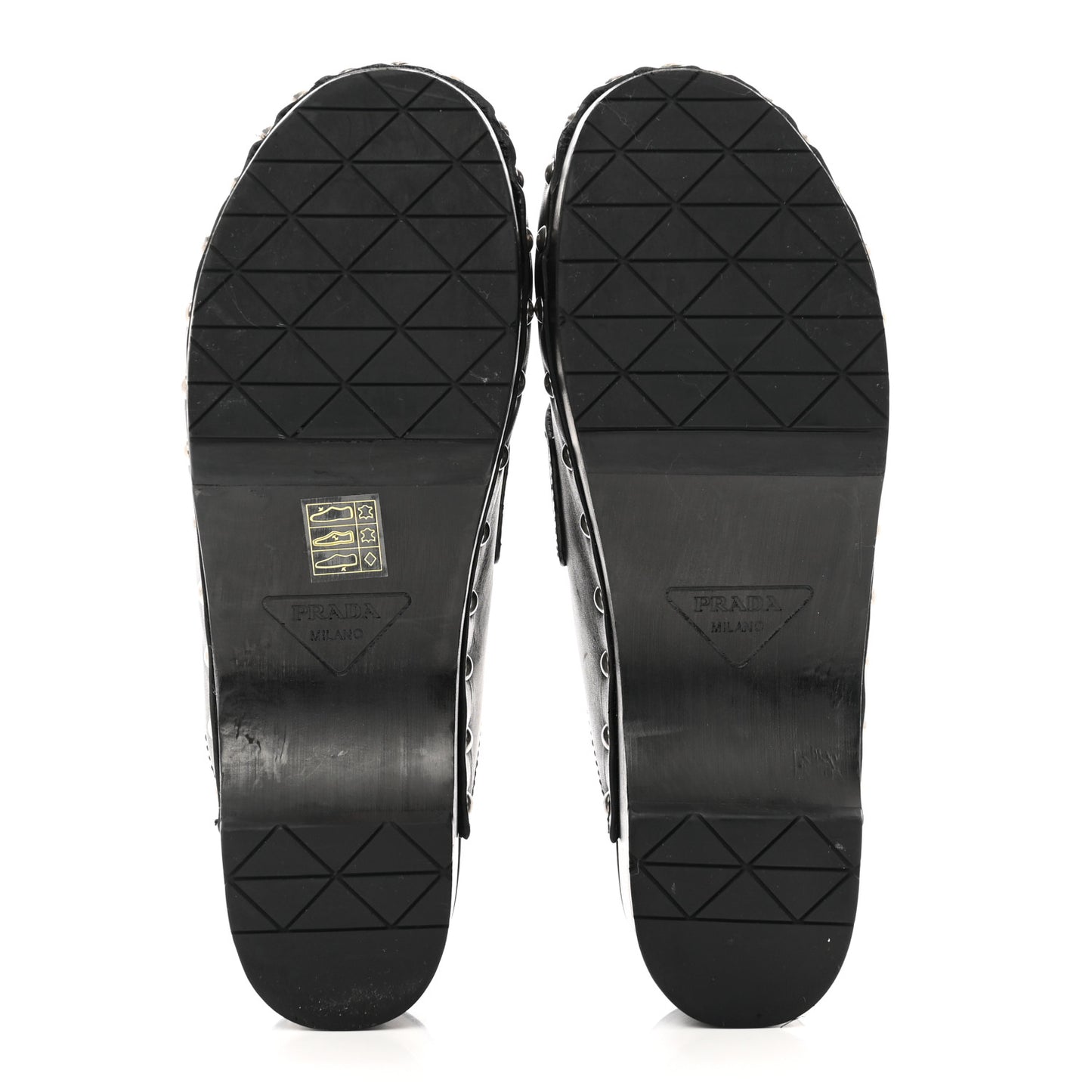 Natural Calfskin Metal Triangle Logo 45mm Clogs 38 Black