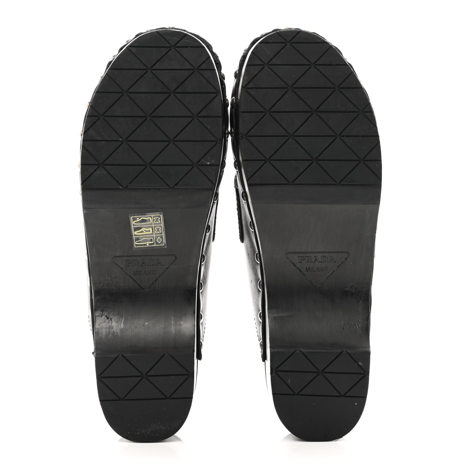 Prada Natural Calfskin Metal Triangle Logo 45mm Clogs 38 Black 5 of 12