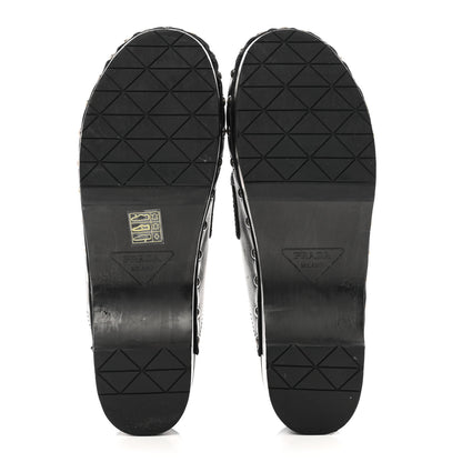 Prada Natural Calfskin Metal Triangle Logo 45mm Clogs 38 Black 5 of 12