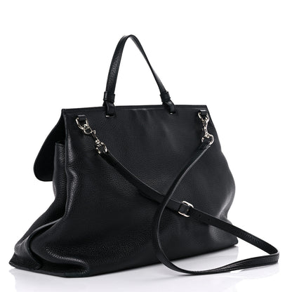 Gucci Pebbled Calfskin Large Bamboo Daily Top Handle Bag Black 3 of 20