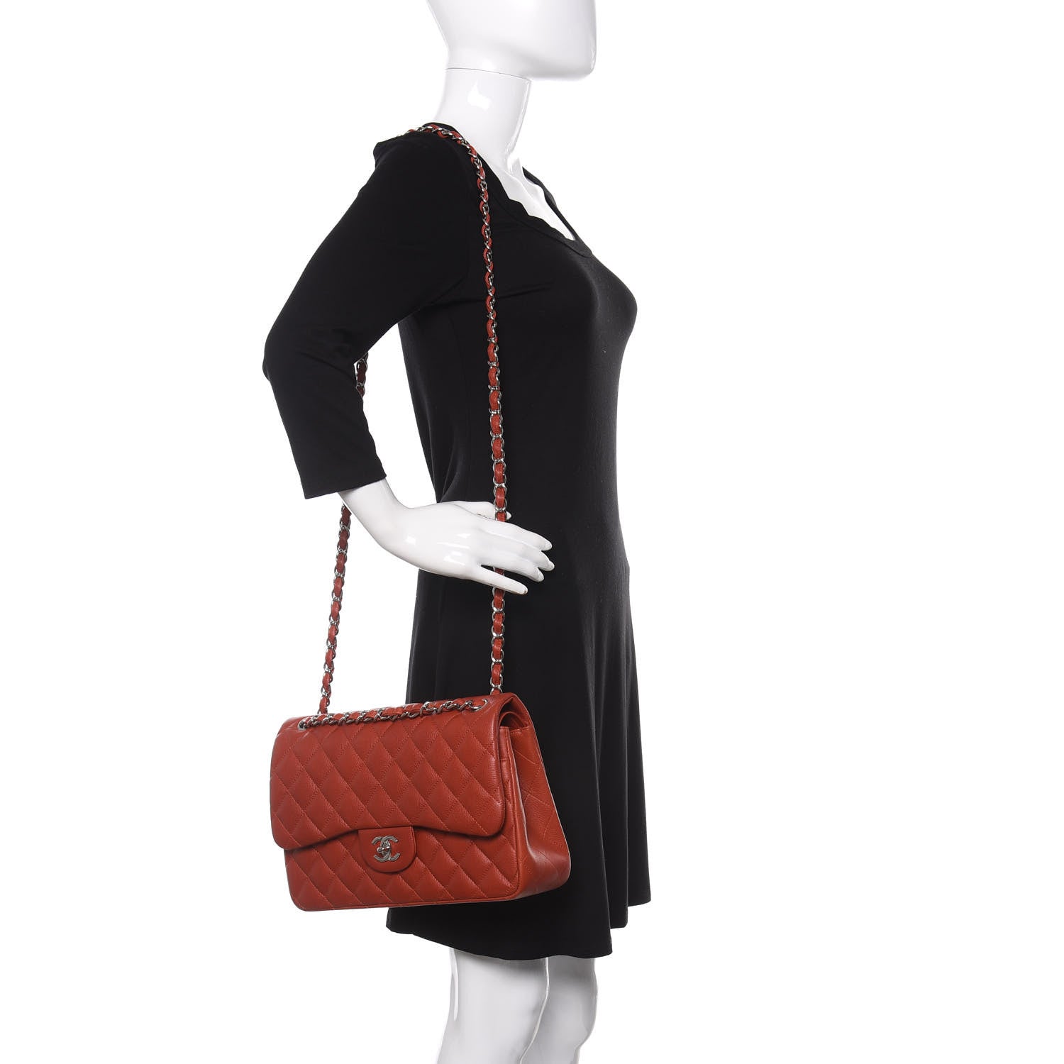Chanel Caviar Quilted Jumbo Double Flap Red 3 of 11