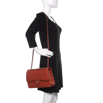 Chanel Caviar Quilted Jumbo Double Flap Red 3 of 11