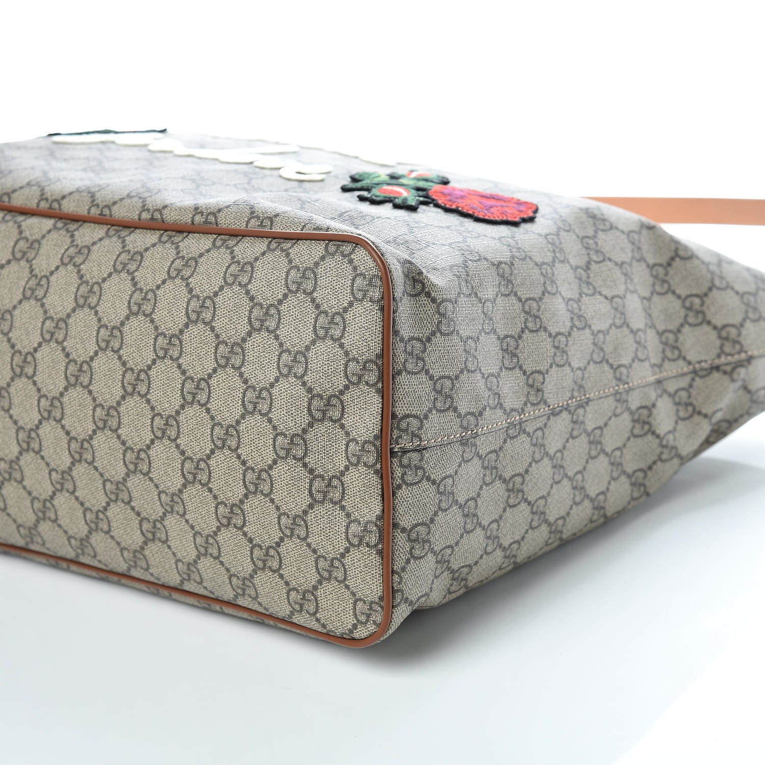 Gucci Soft GG Supreme Monogram Blind For Love Embroidered Medium Crossbody Tote Beige Tuscany Multicolor 9 of 9