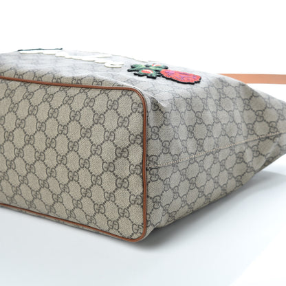 Gucci Soft GG Supreme Monogram Blind For Love Embroidered Medium Crossbody Tote Beige Tuscany Multicolor 9 of 9