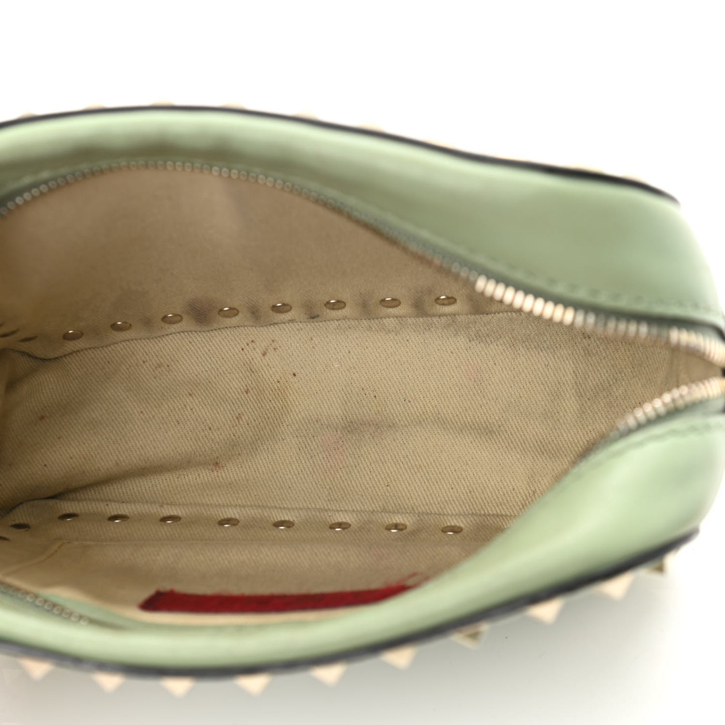 Calfskin Rockstud Camera Crossbody Bag Powder Green