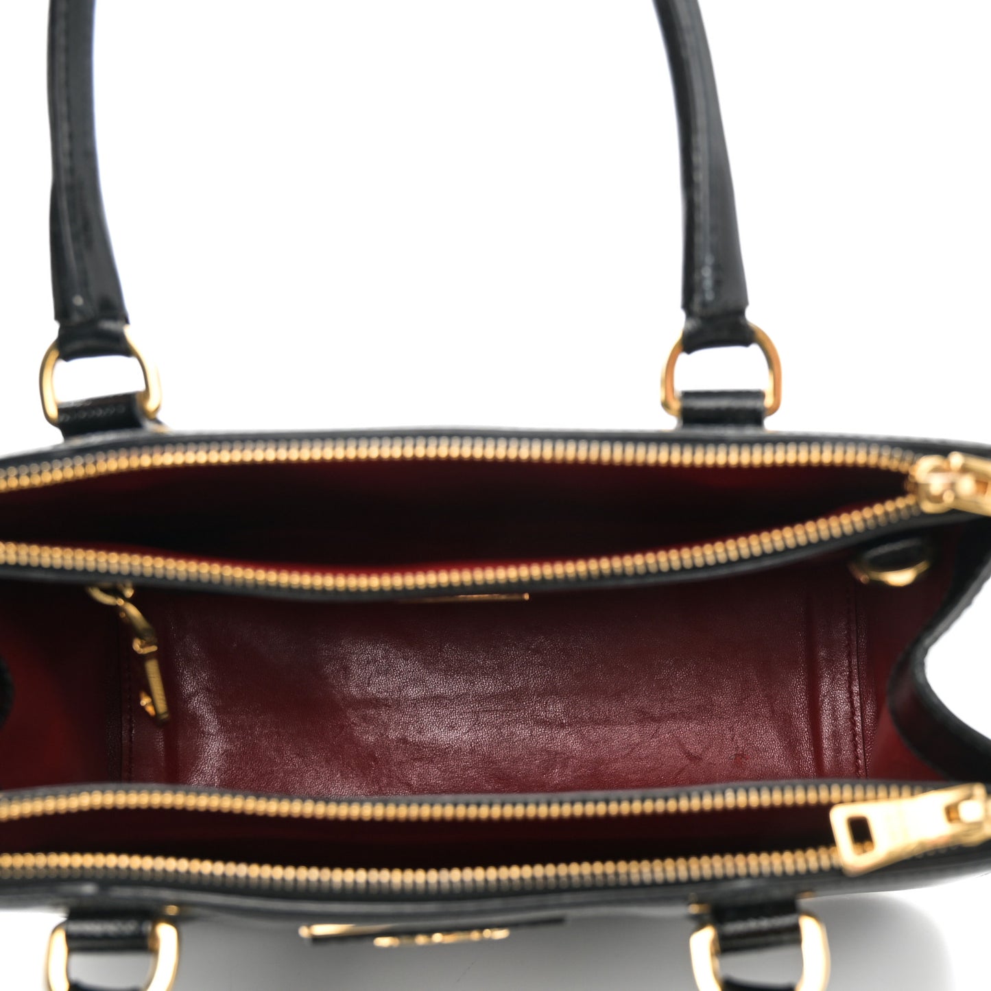 Saffiano Vernice Mini Galleria Double Zip Black